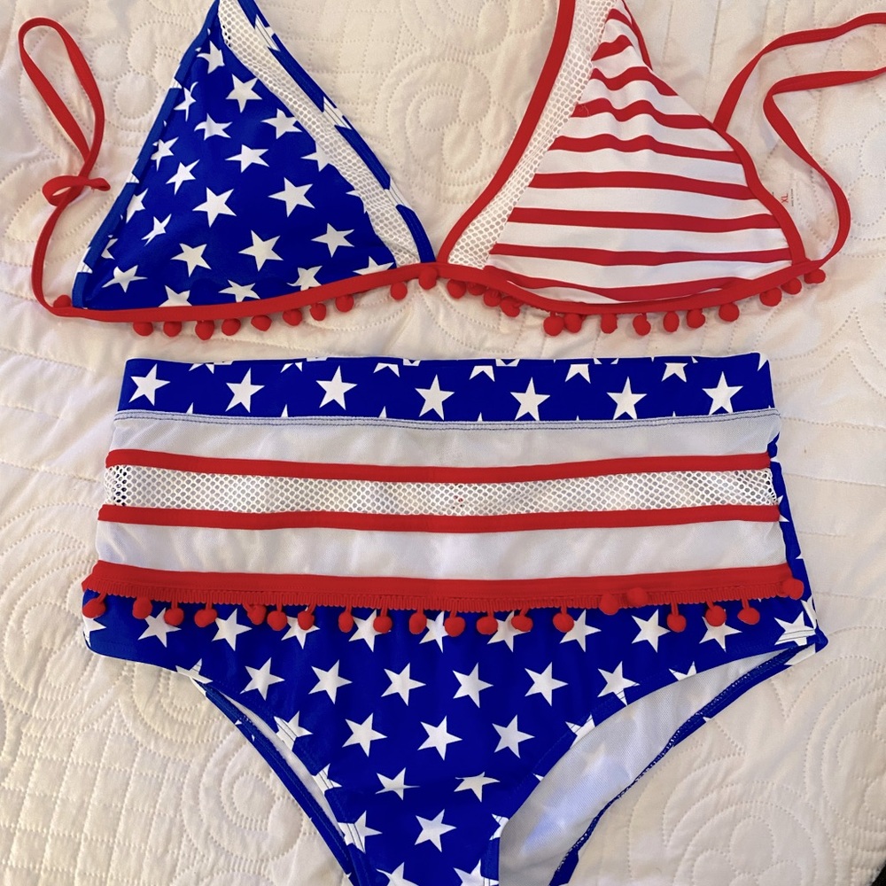 NWOT patriotic high waisted bikini
